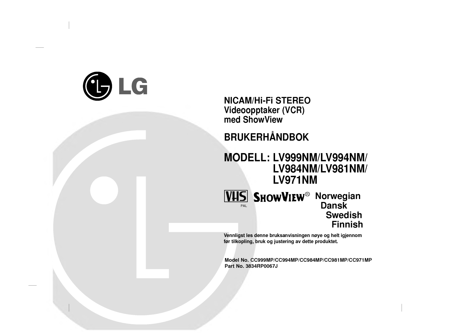 Lg LV984NM, LV994NM, LV981NM, LV971NM user Manual