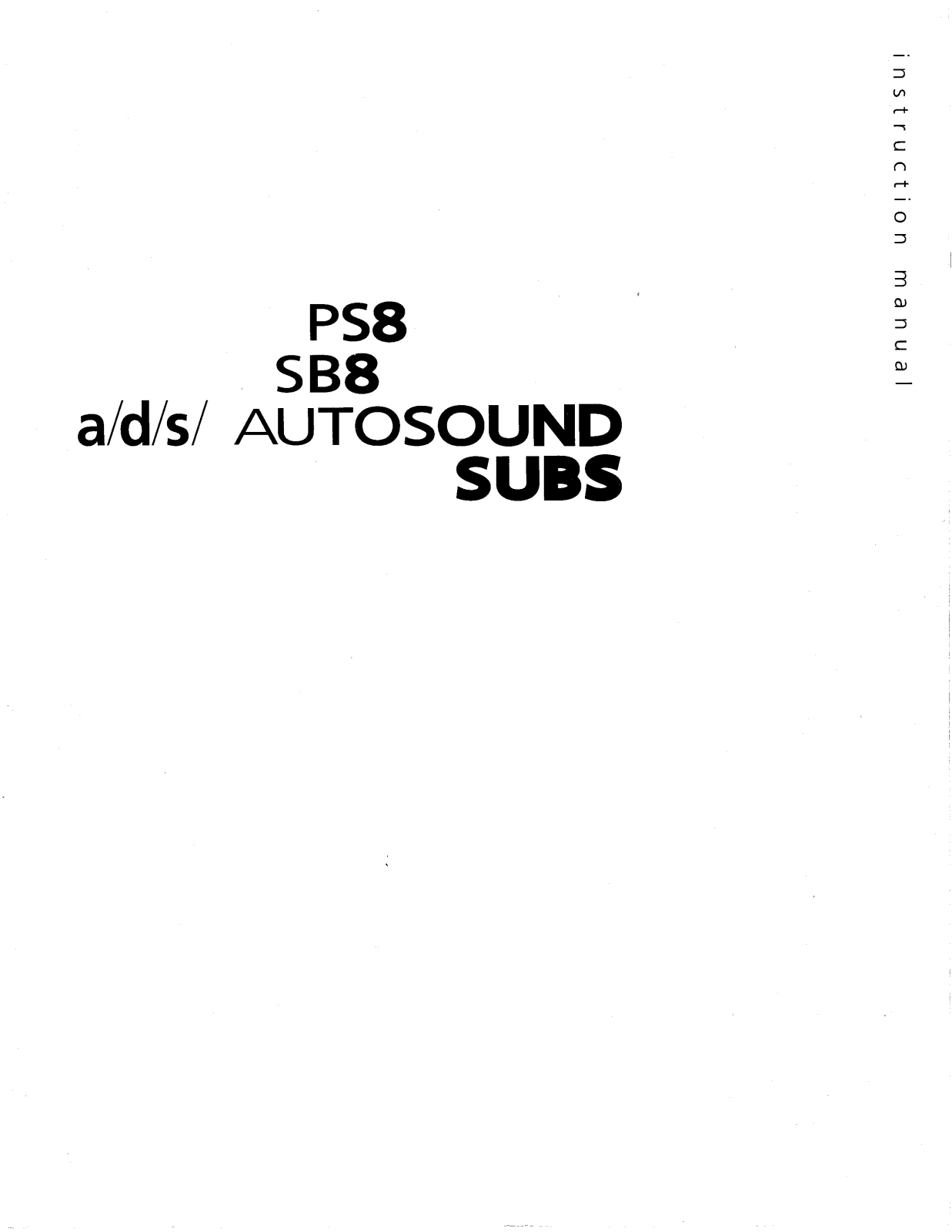 ADS SB8 Owner's Manual