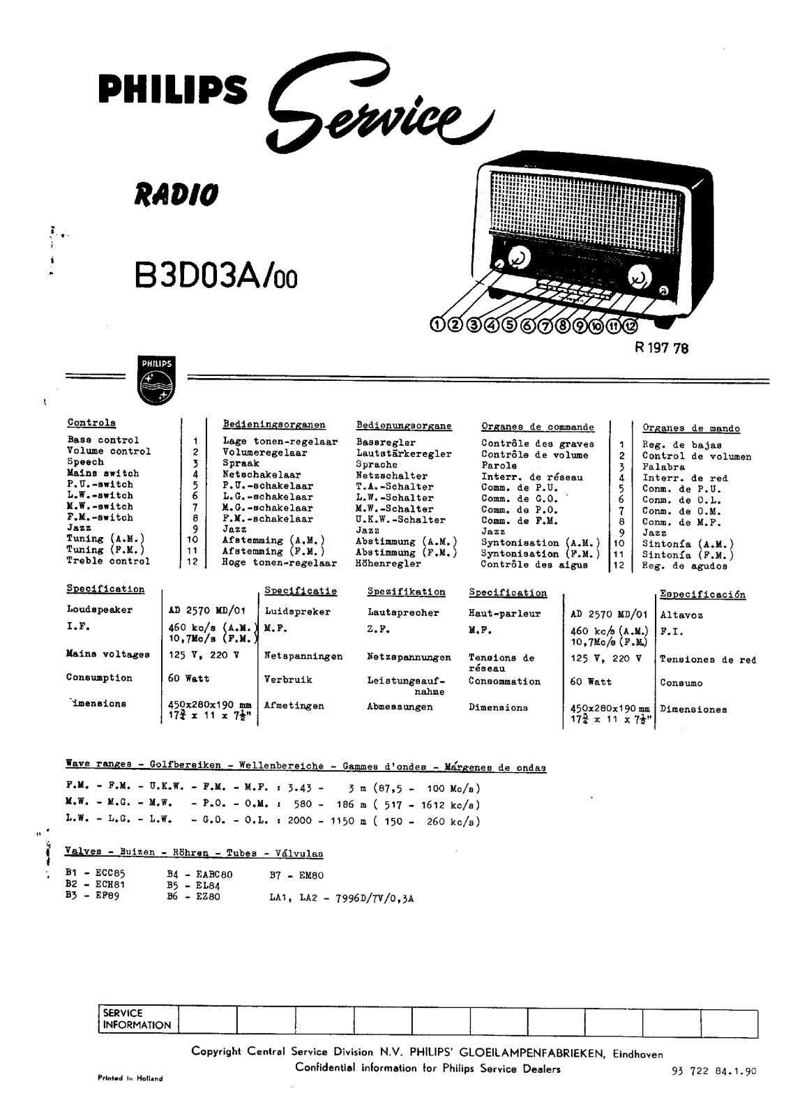 Philips B-3-D-03-A Service Manual