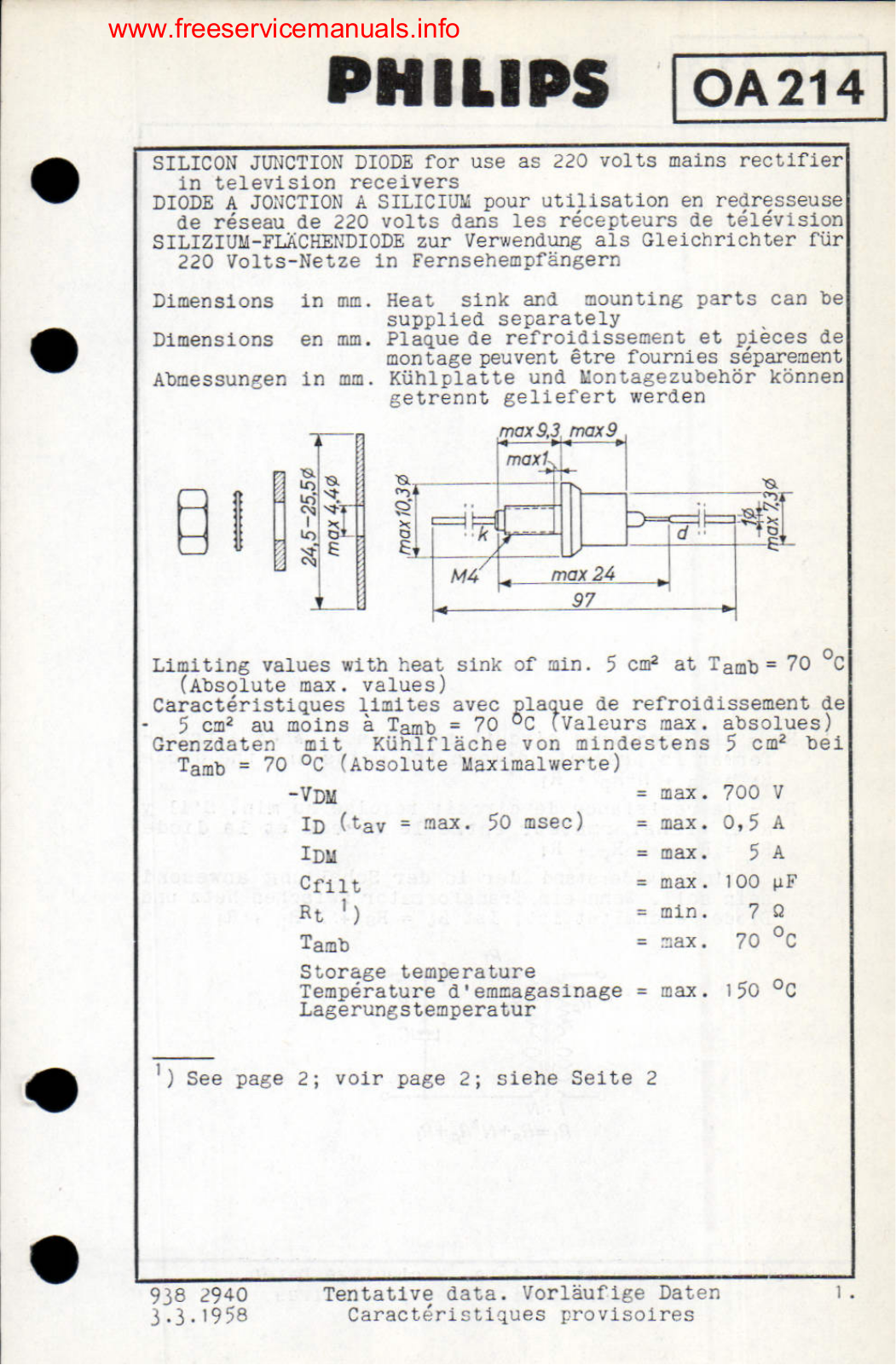 Philips oa214 DATASHEETS