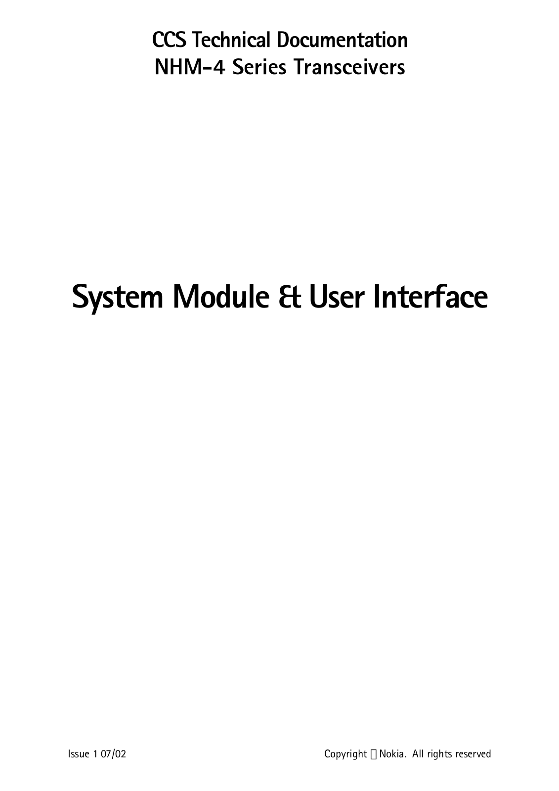 Nokia 8910 Service Manual 03 nhm4 syst