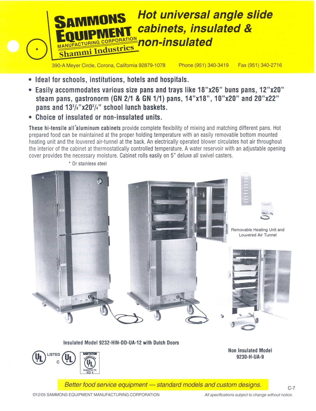 Sammons Equipment 2250-H-1834 User Manual