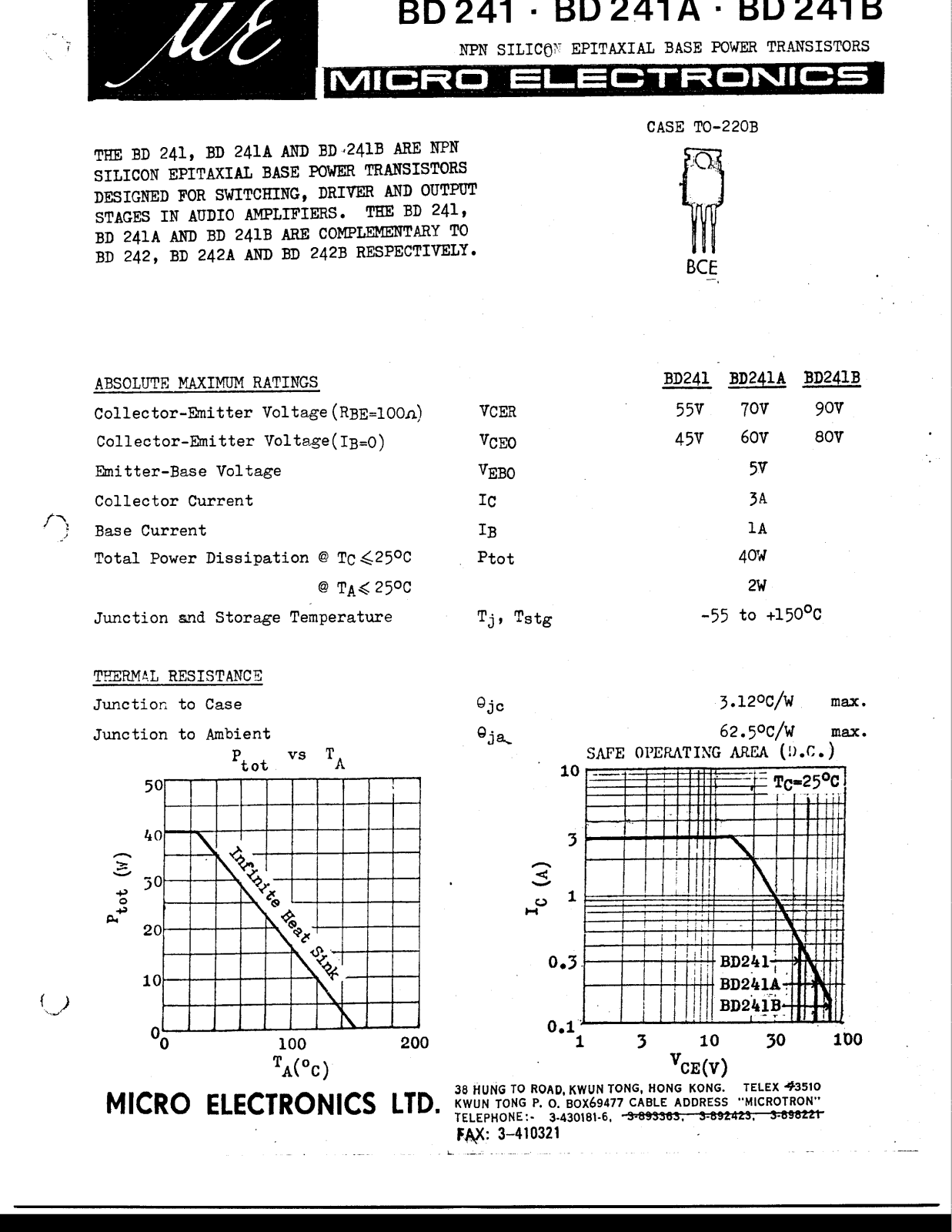 ME BD241B, BD241A, BD241 Datasheet