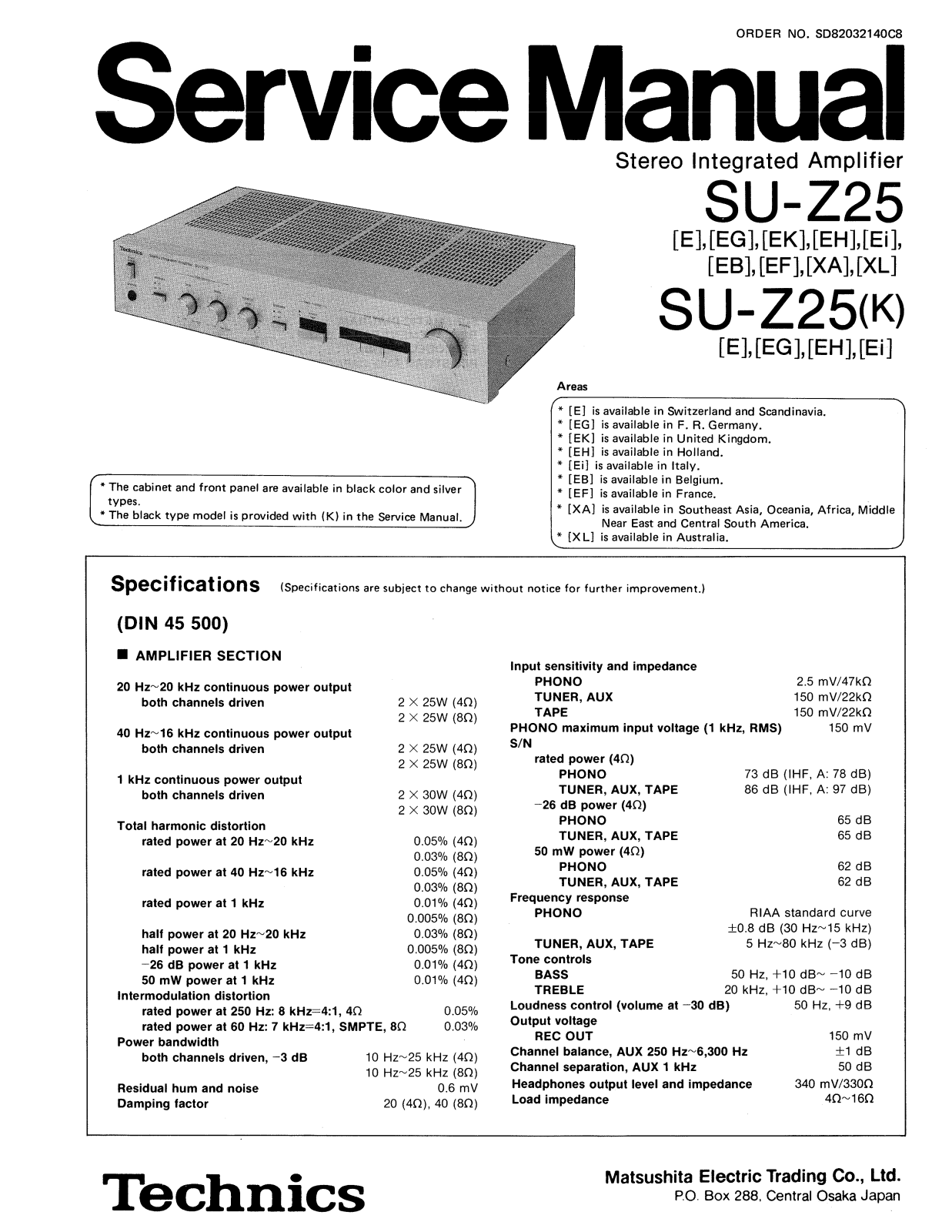 Technics SU-Z-25 Service Manual