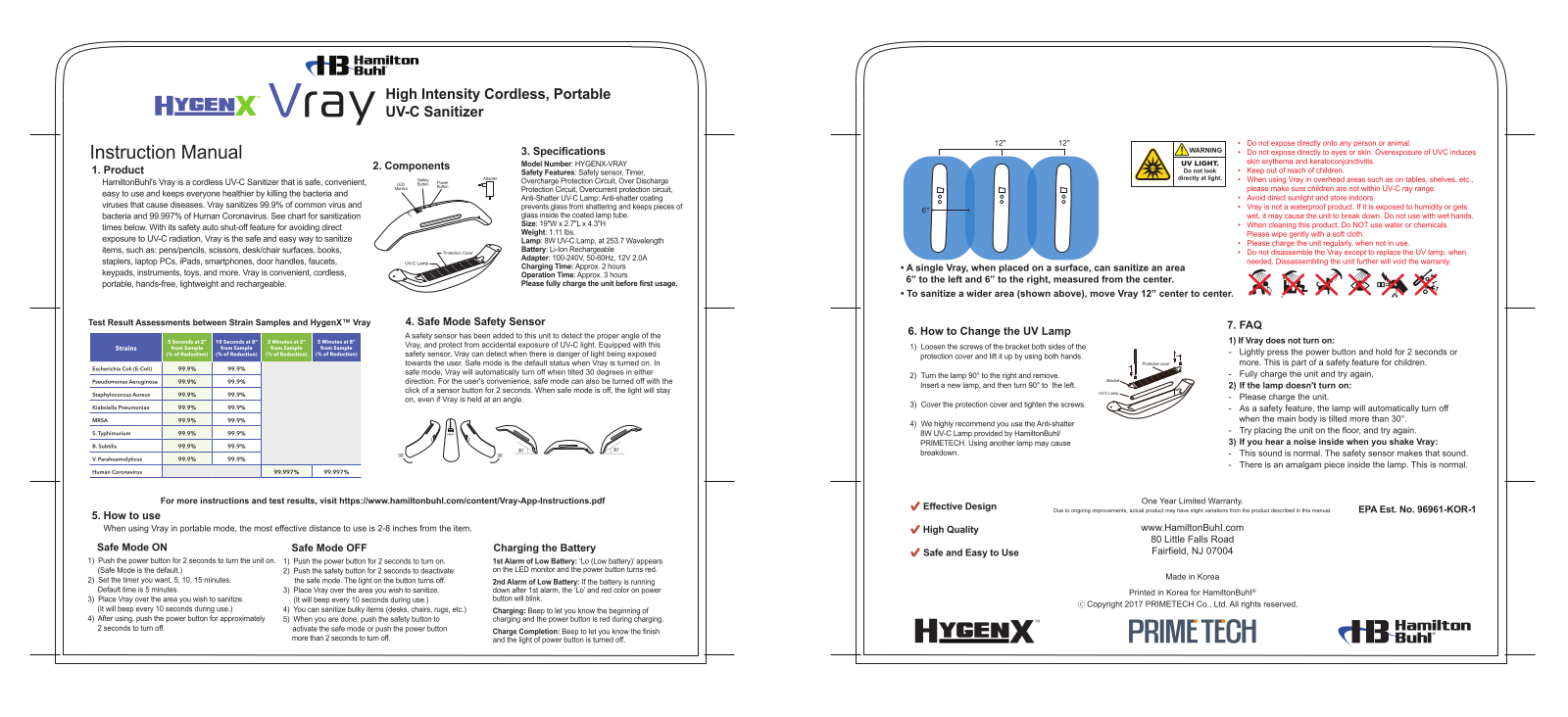 HygenX VRAY Instruction Manual