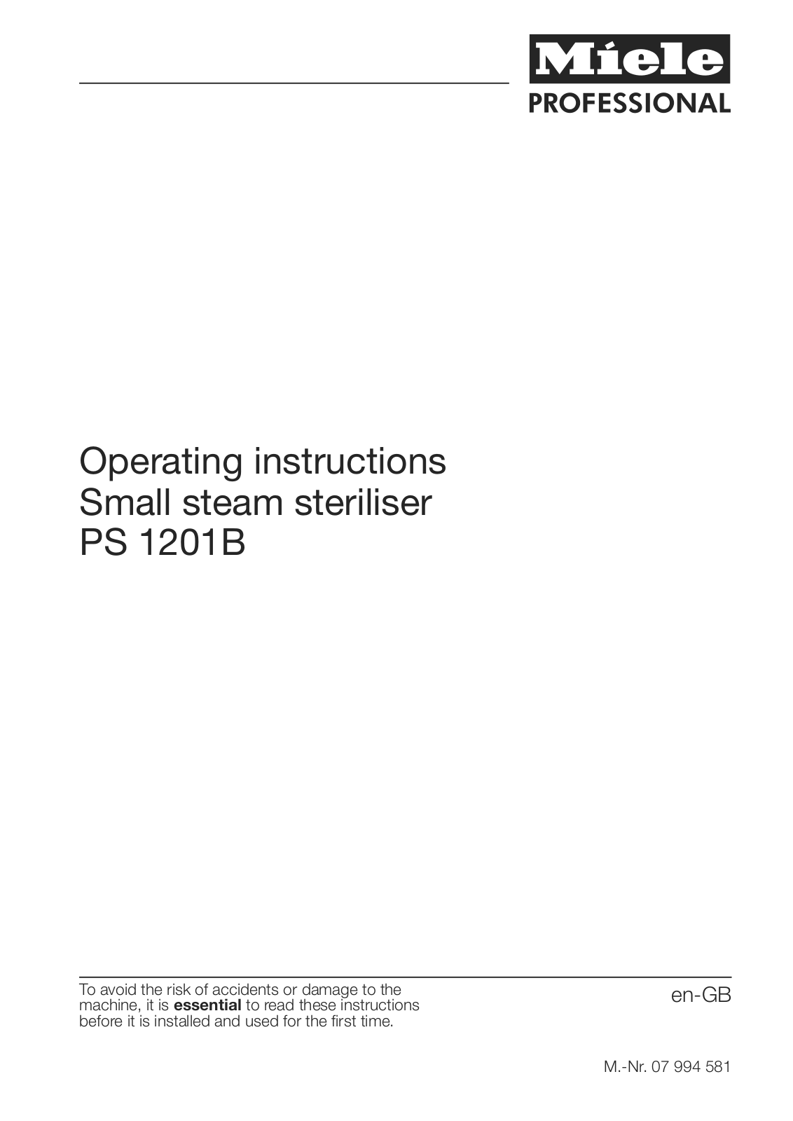 Miele PS 1201B Operating instructions