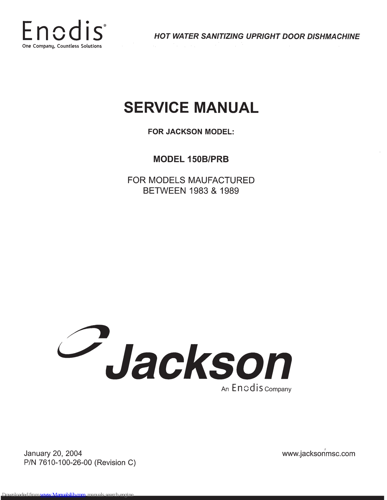 Jackson 150, 150B, 150PRB Service Manual