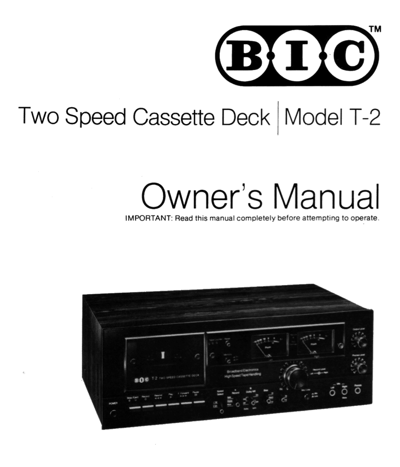 BIC T-2 Owners manual