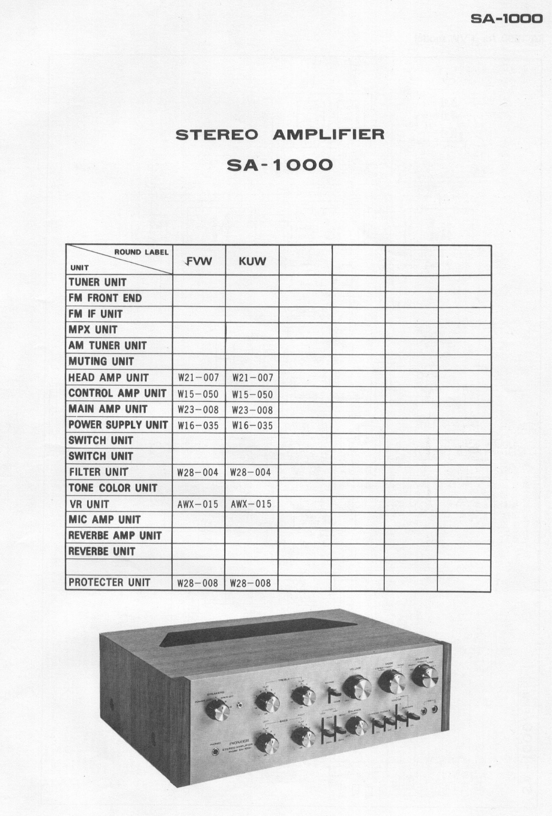 Pioneer SA-1000 Schematic