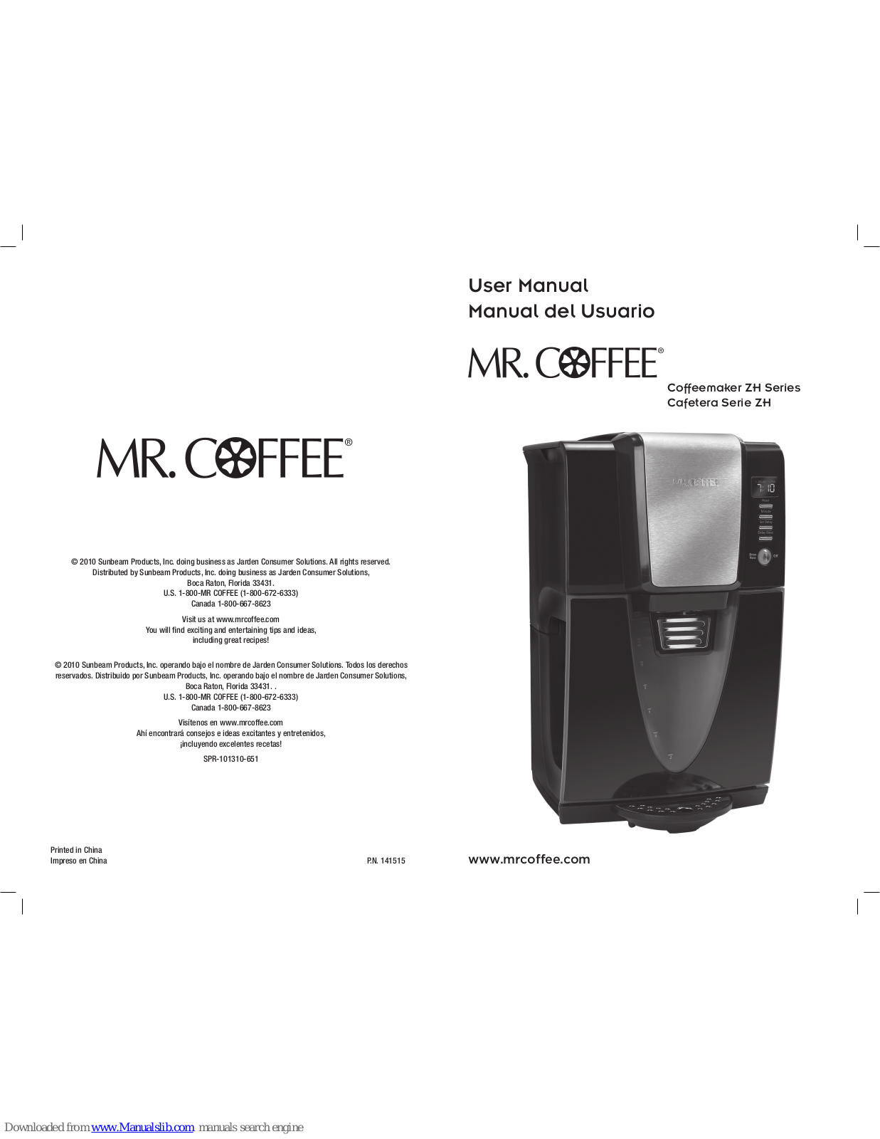 Mr. Coffee ZH User Manual