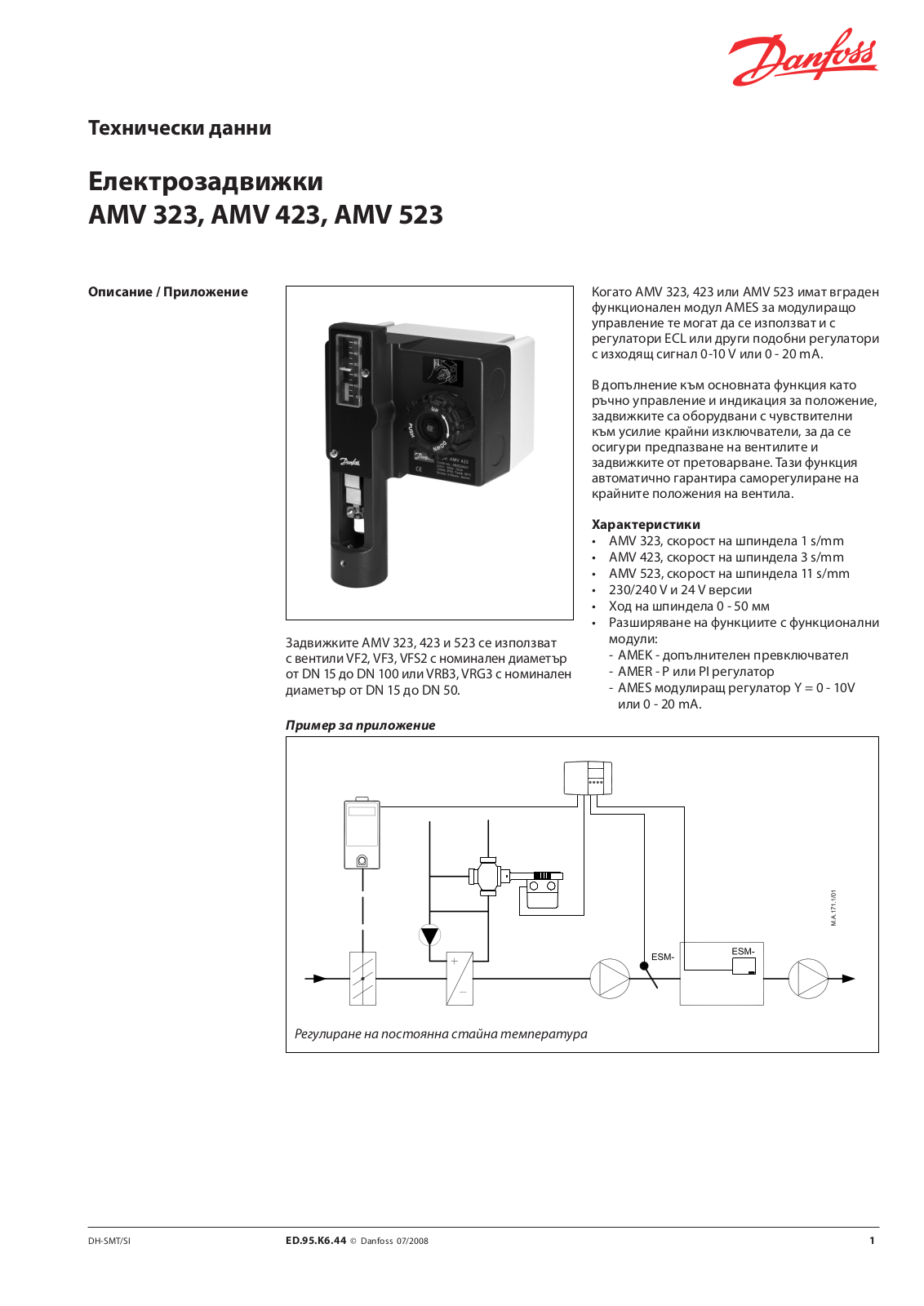 Danfoss AMV 323, AMV 423, AMV 523 Data sheet