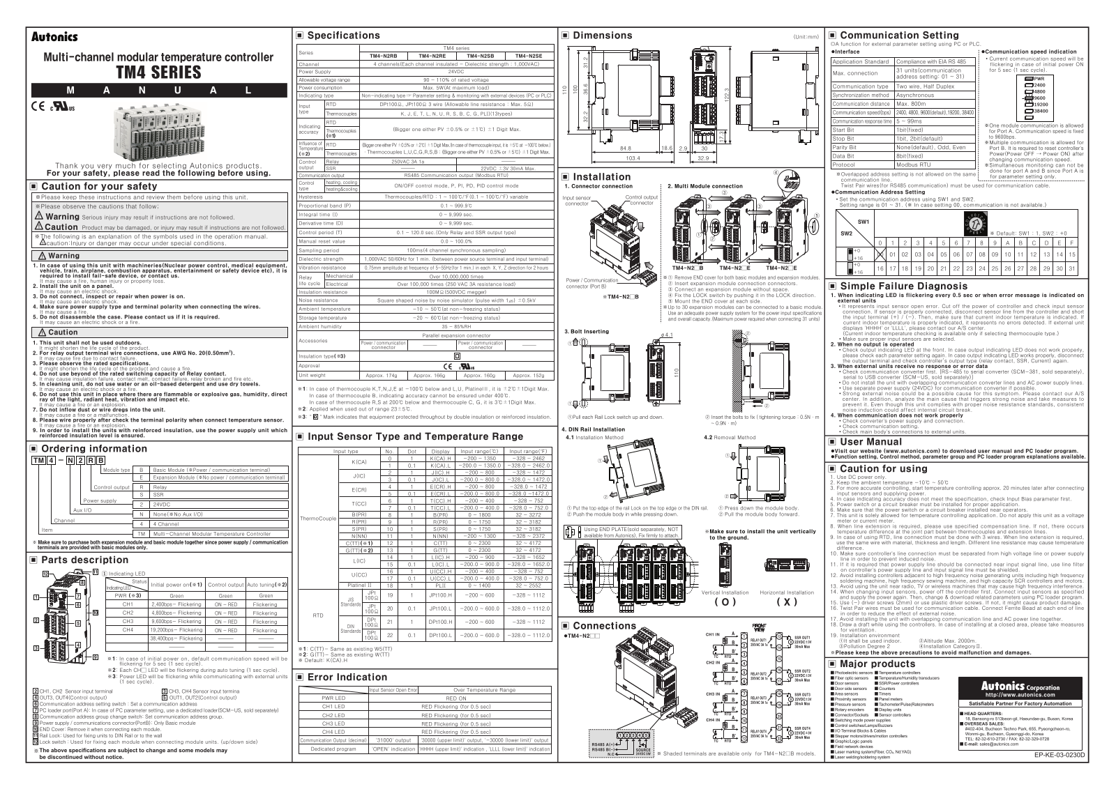 Autonics TM4 Operating Manual