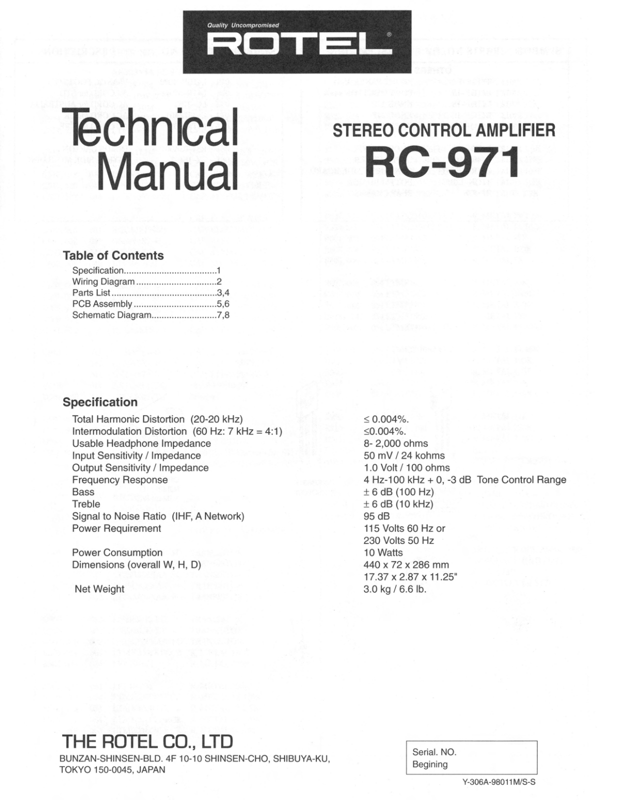 Rotel RC-971 Service manual