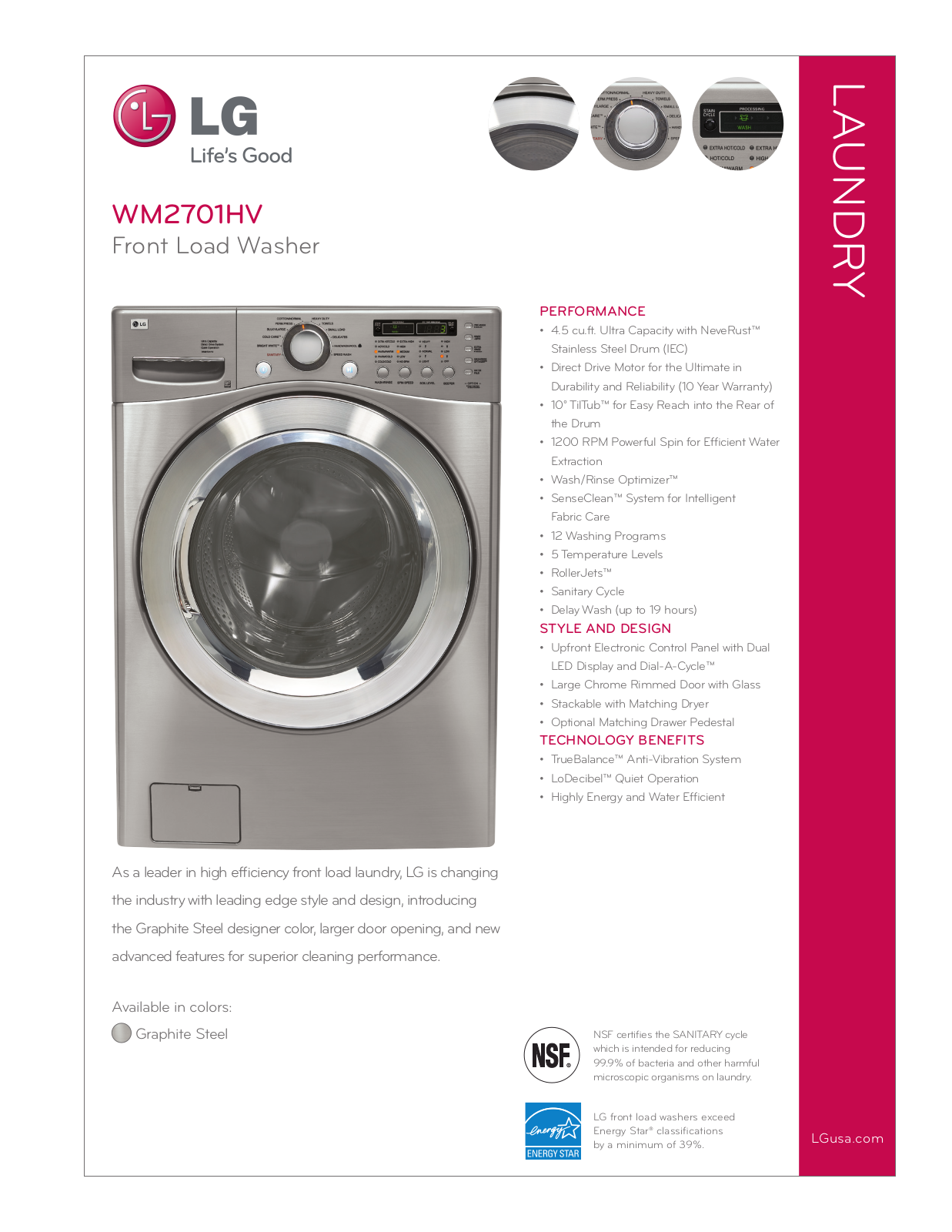 LG WM2701HV Accessories Catalogue