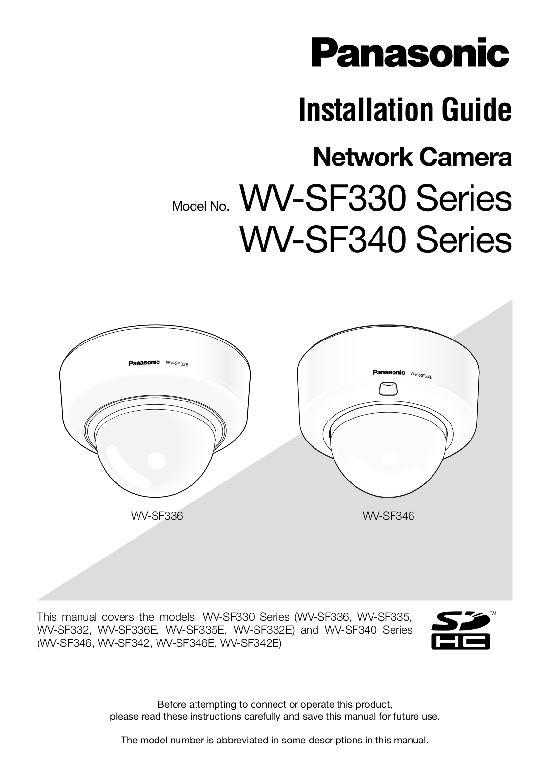 Panasonic WV-SF330 installation