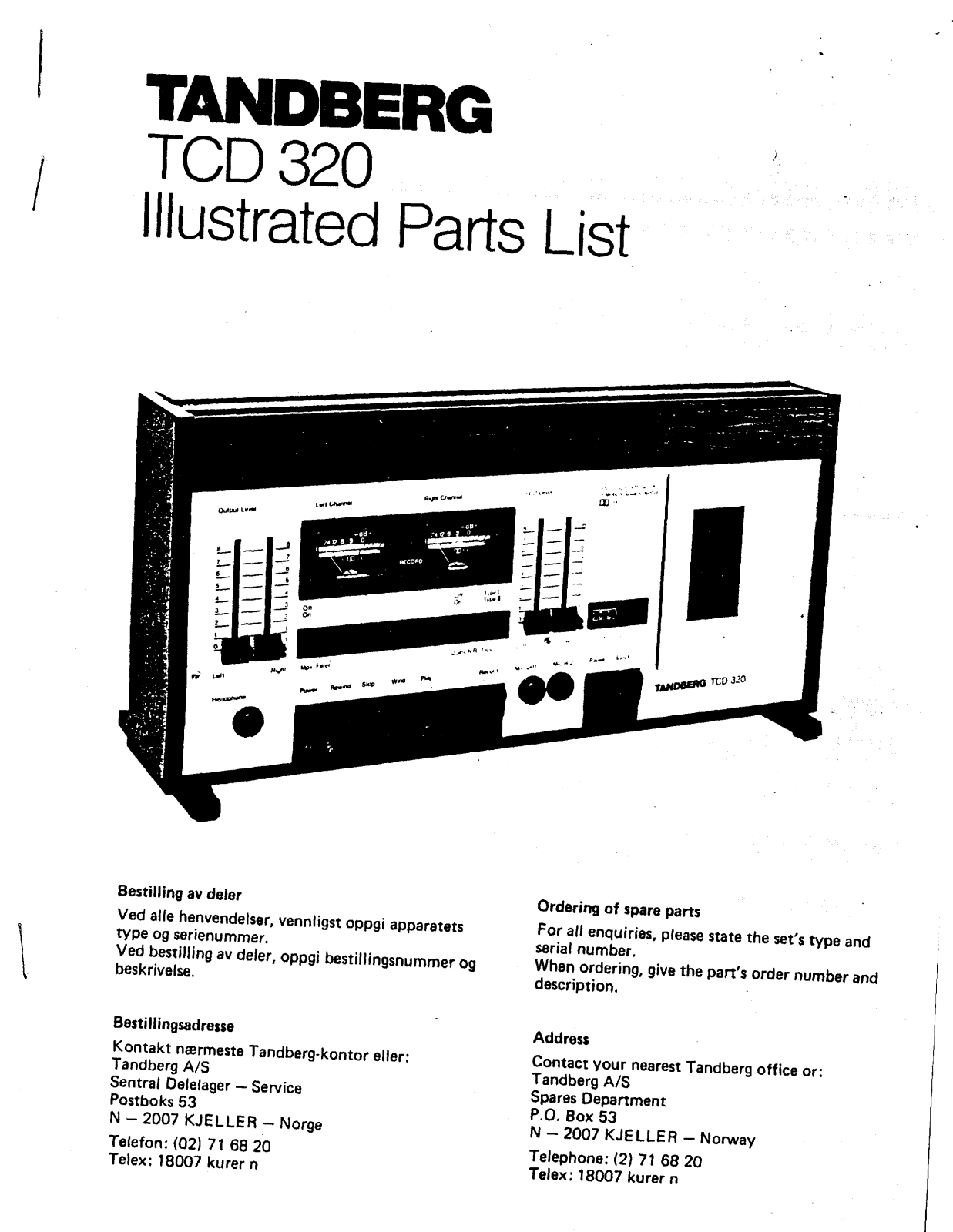 Tandberg TCD-320 Service manual