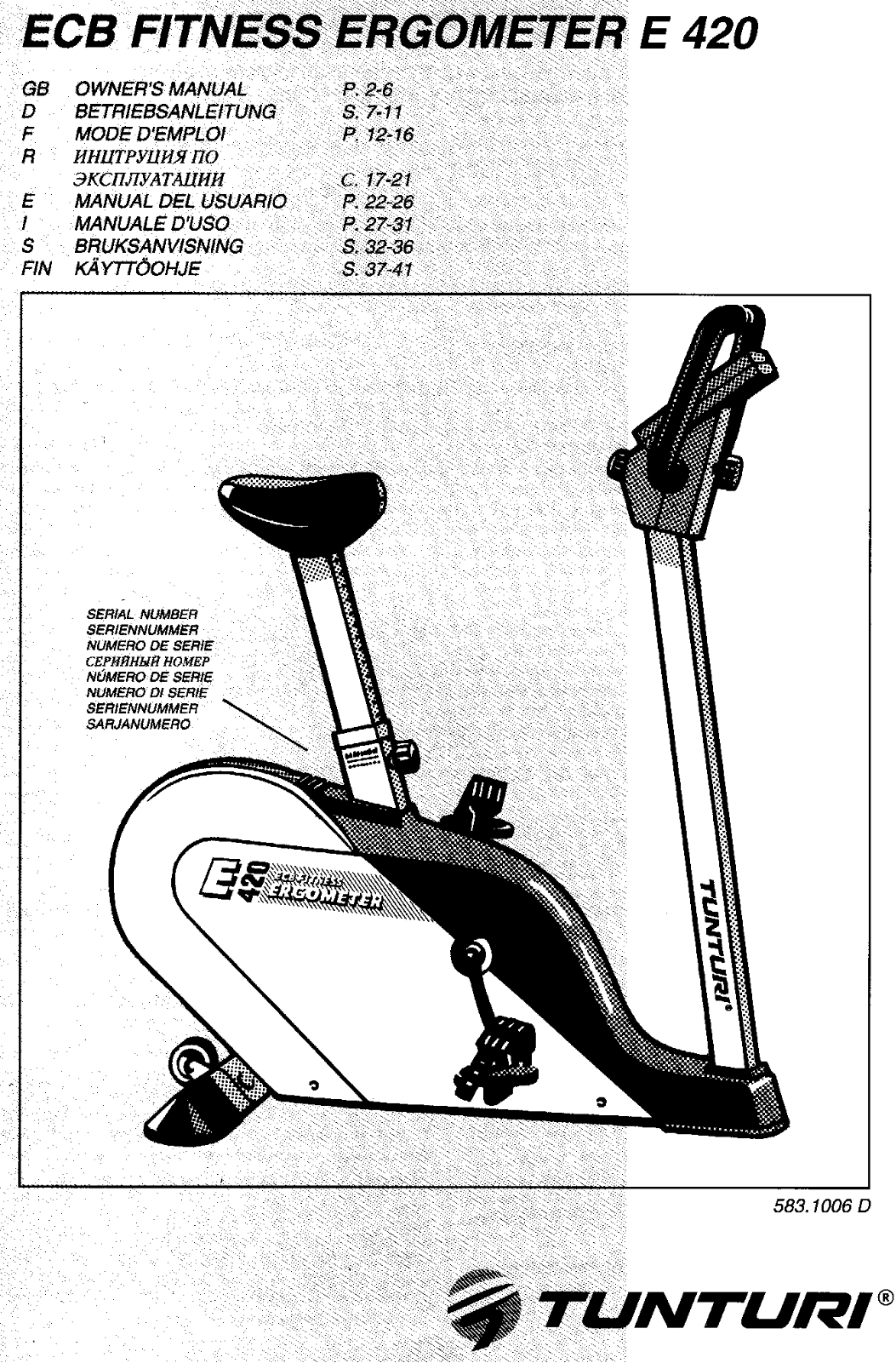 Tunturi E420 User Manual