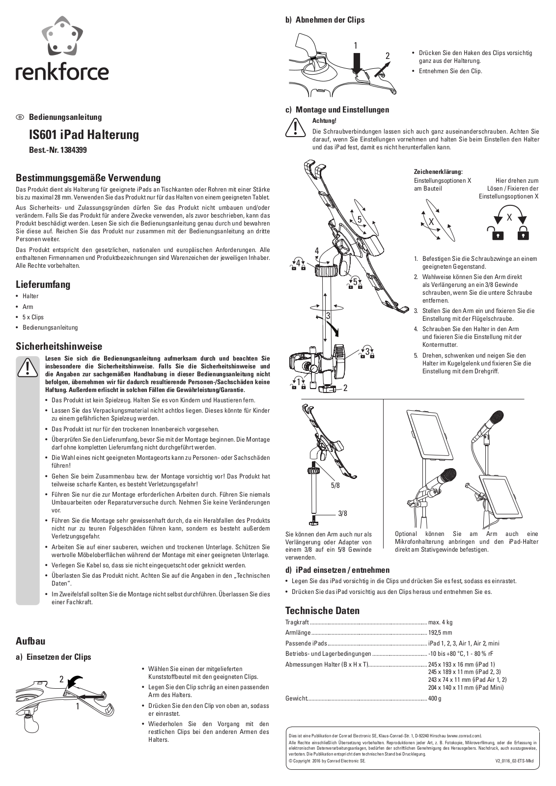 Renkforce 1384399 Operating Instructions