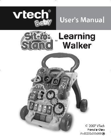 VTech Sit-to-Stand Learning Walker Owner's Manual