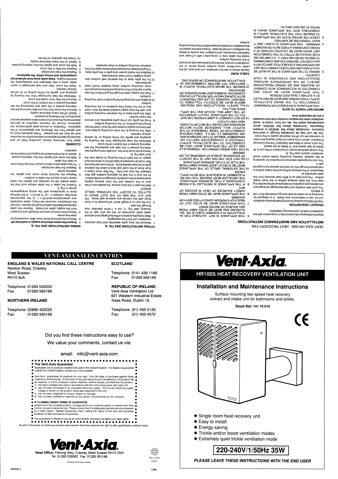Vent-Axia 14110010 Installation Instructions - ManualMachine.com