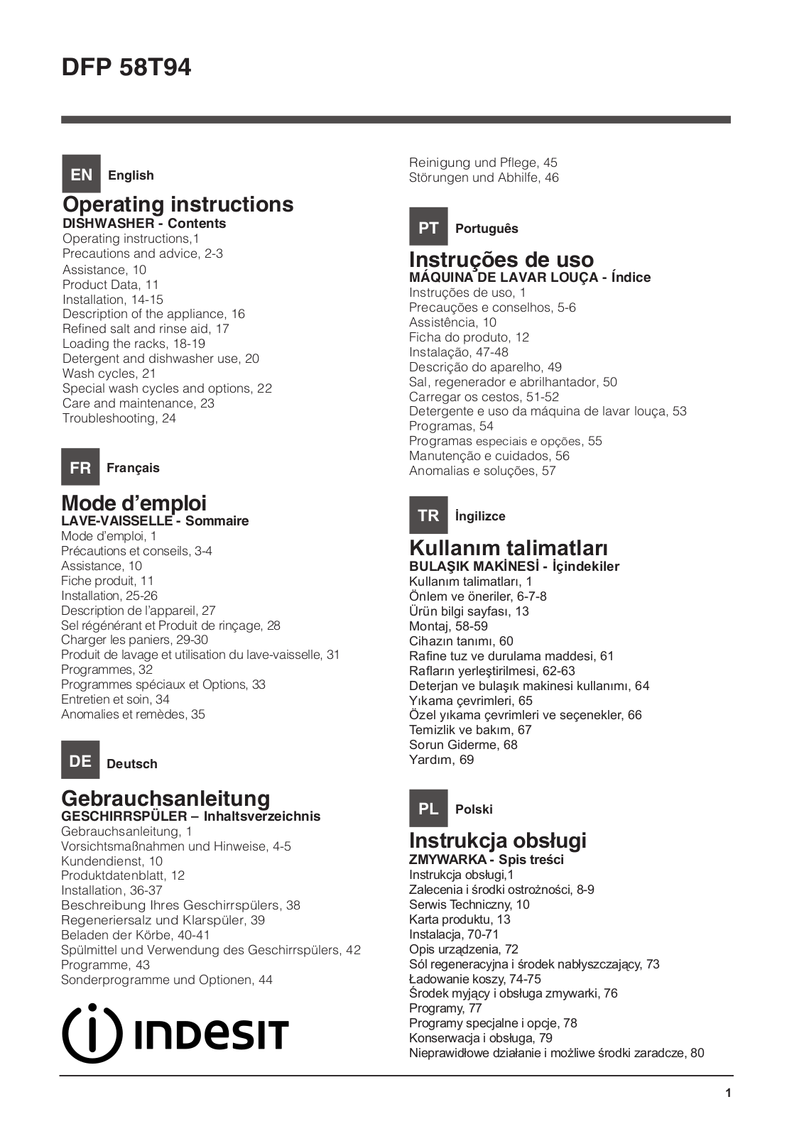 Indesit DFP-58T94-CA-NX-EU User Manual