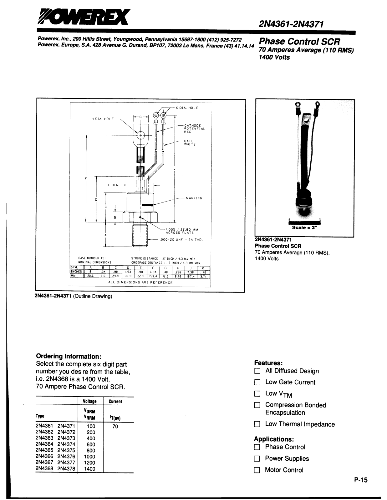 POWEREX 2N4377, 2N4376, 2N4375, 2N4374, 2N4373 Datasheet