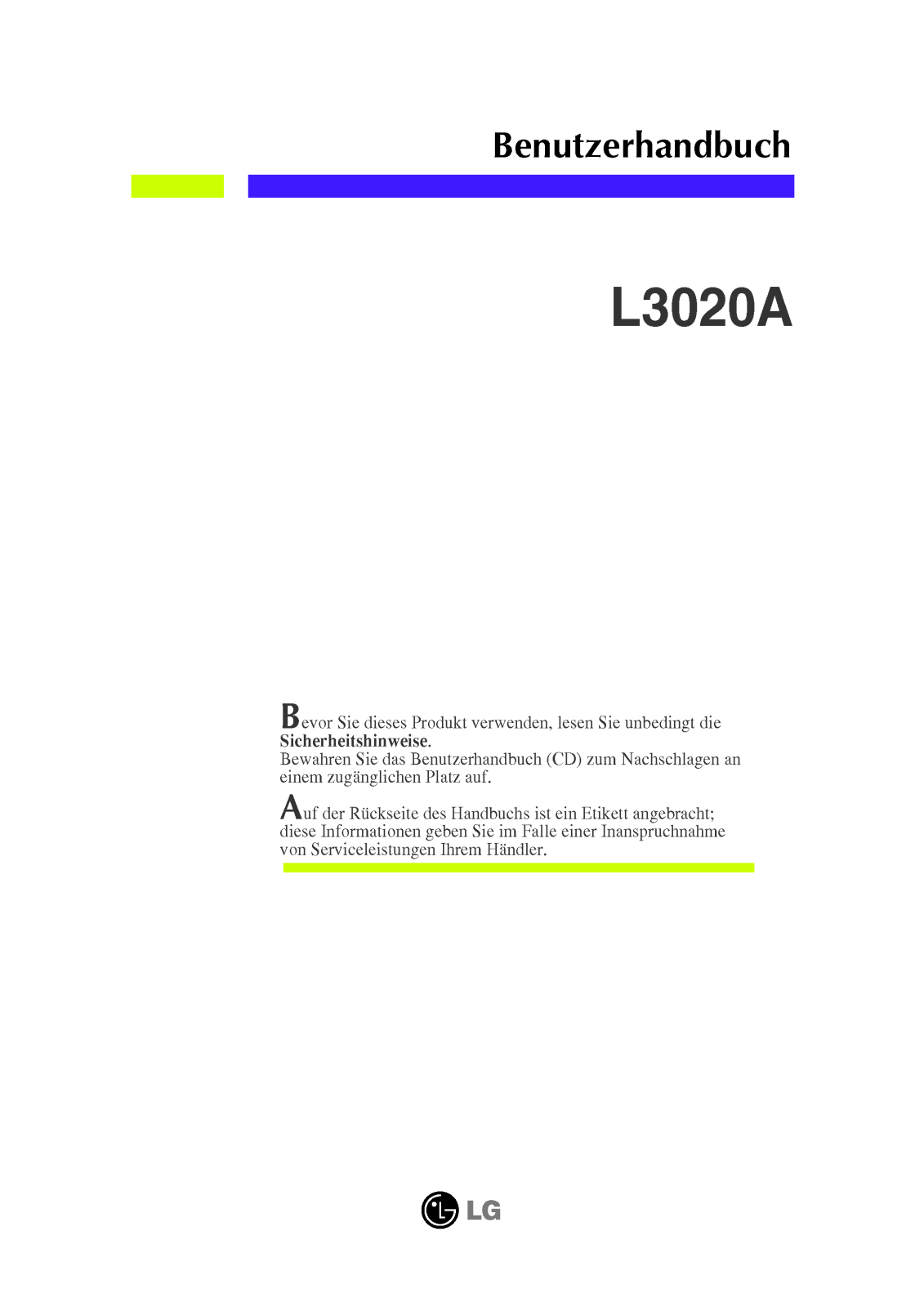 Lg L3020A User Manual