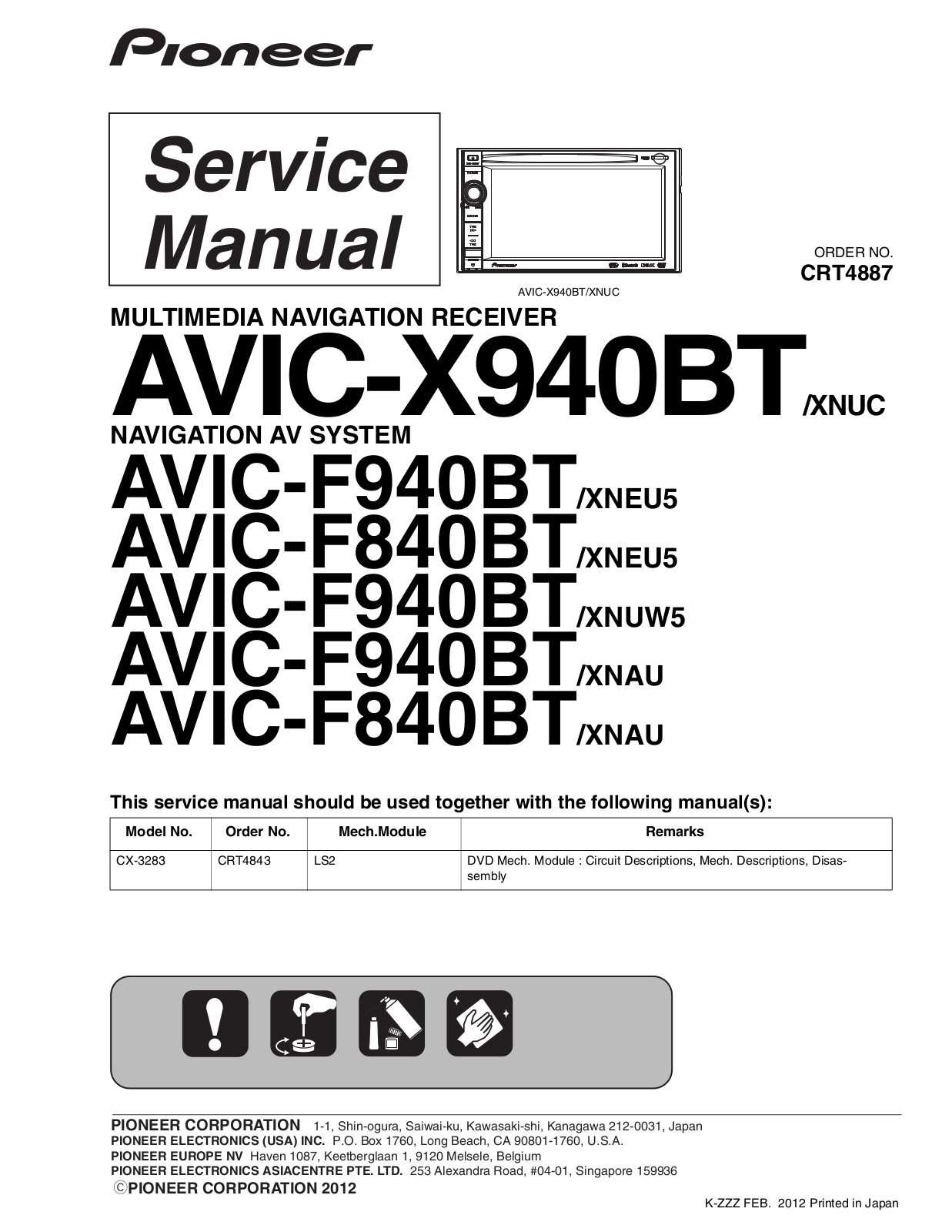 Pioneer AVIC-F840BT User Manual