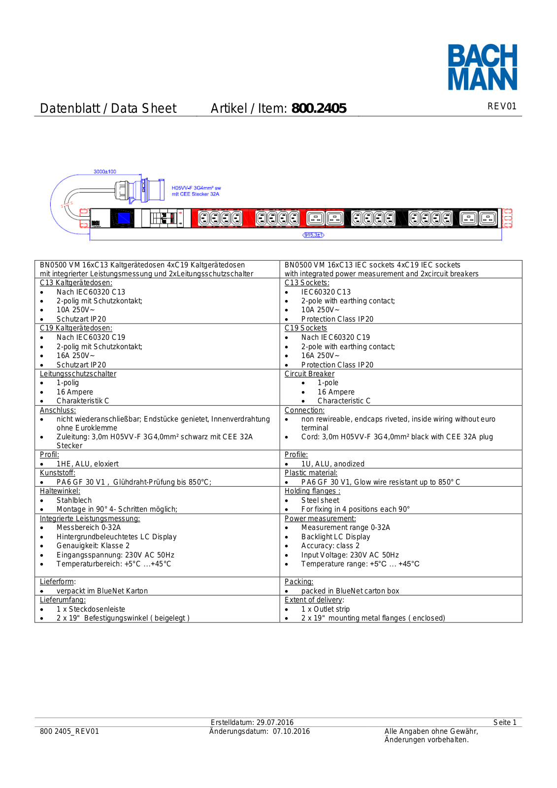 Bachmann 800.2405 User Manual