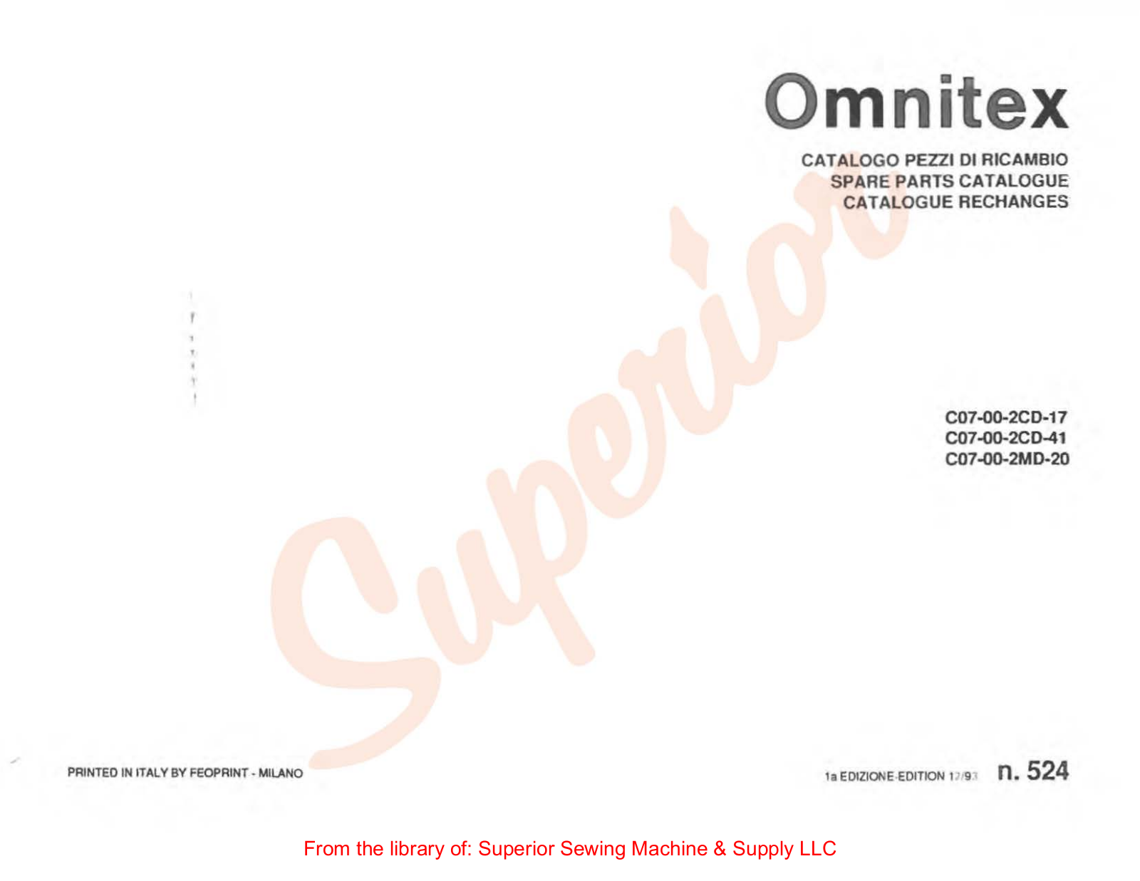Rimoldi C07-00-2CD, C07-00-2MD User Manual - ManualMachine.com