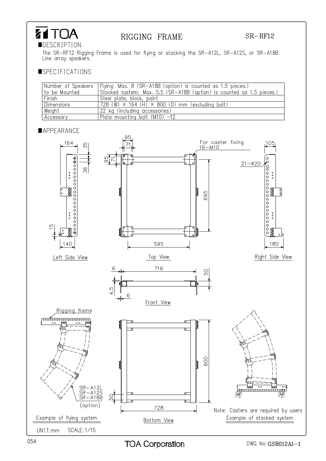 TOA SR-RF12 User Manual