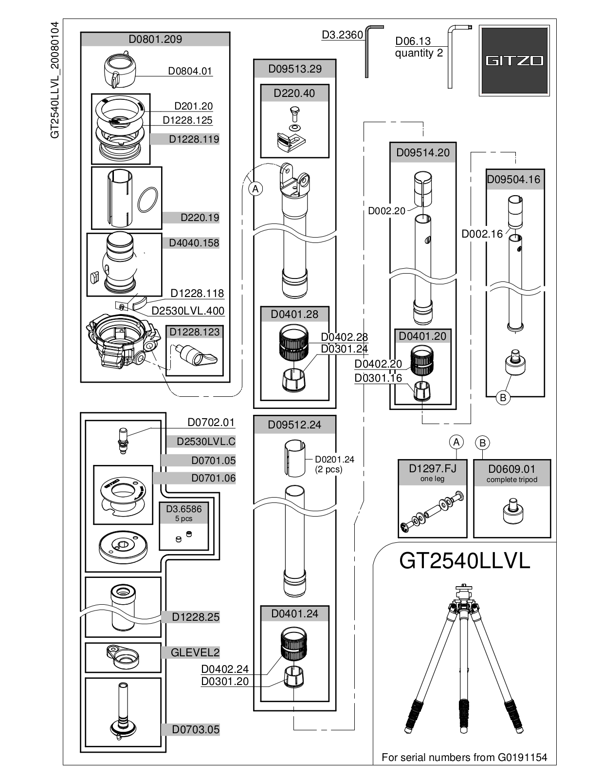 Gitzo GT2540LLVL User Manual