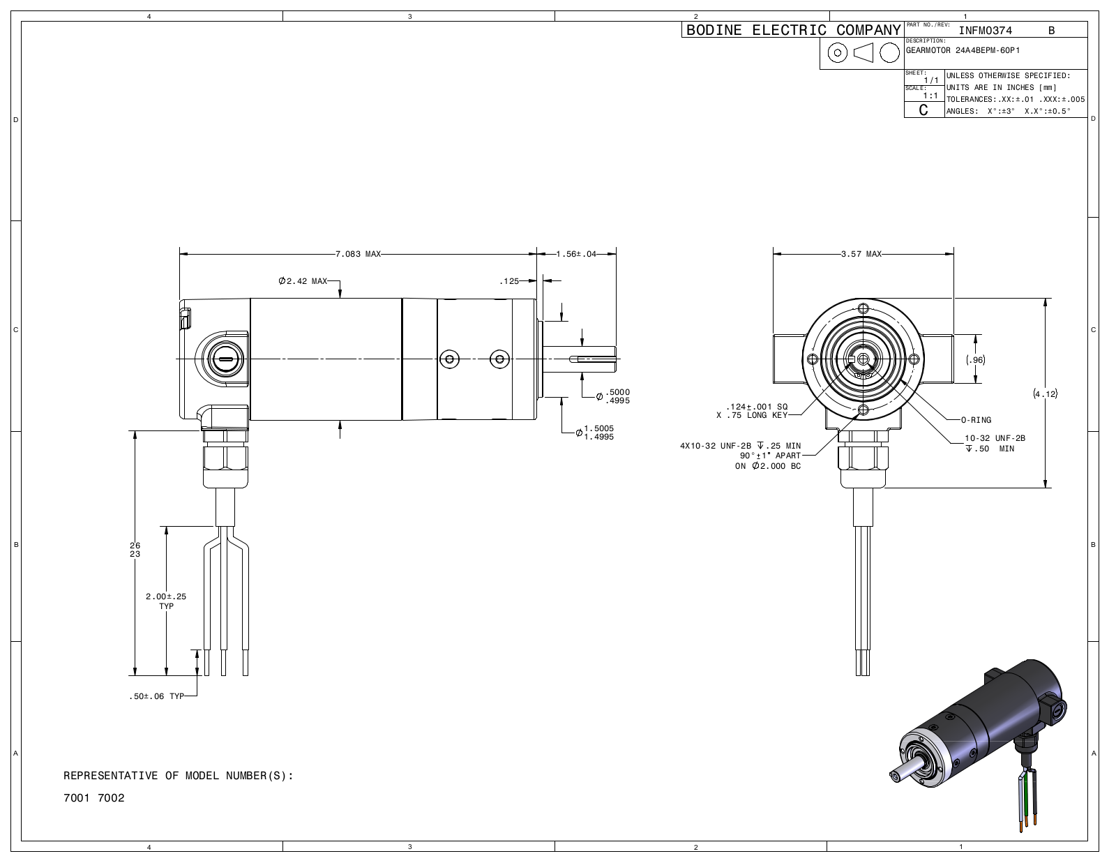 Bodine 7001, 7002 Reference Drawing