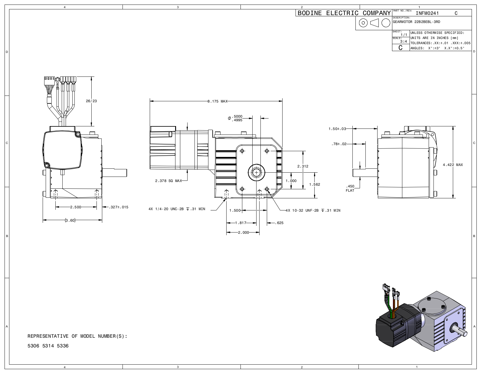 Bodine 5306, 5314, 5336 Reference Drawing