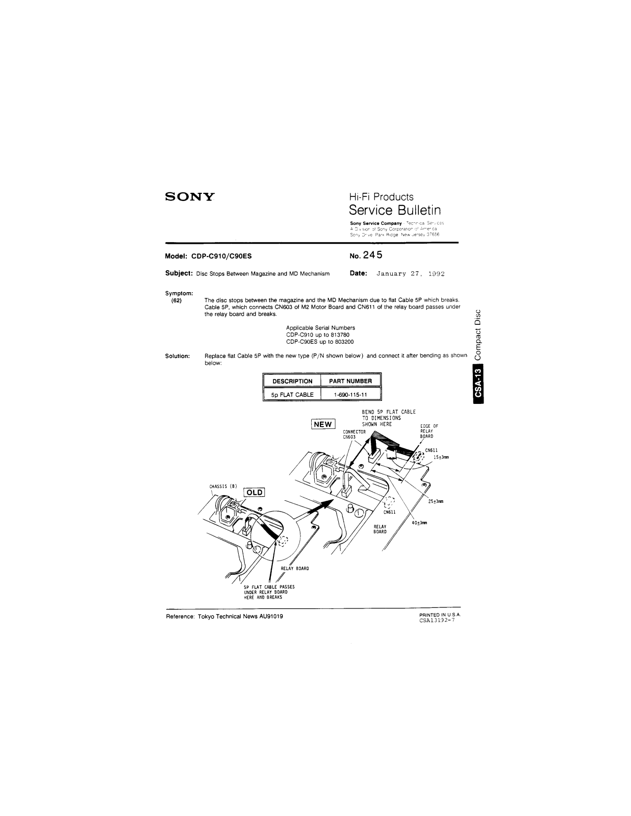 Sony CDP-C91, CDP-C90ES Service Manual