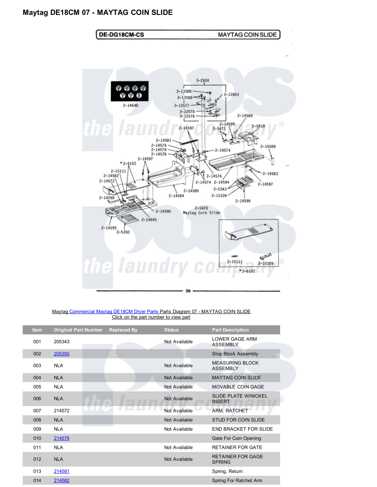 Maytag DE18CM Parts Diagram