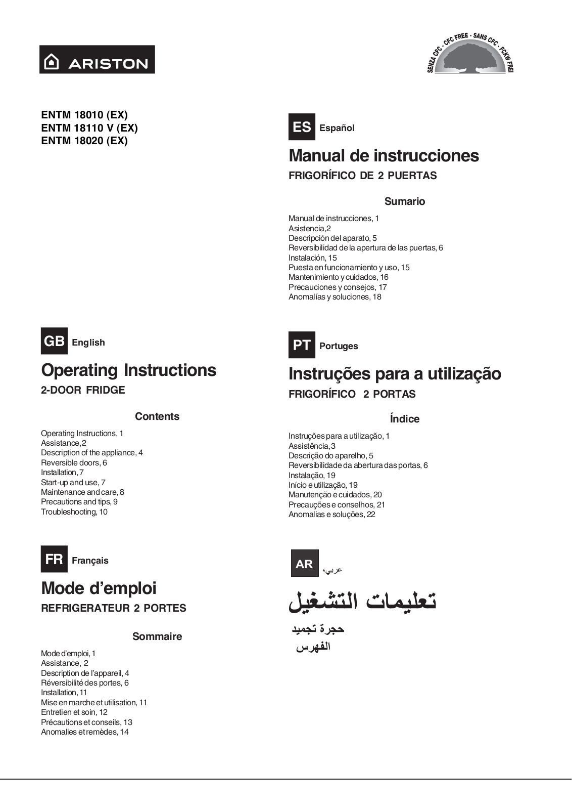 Hotpoint ENTM 18010 V, ENTM 18050 V, ENTM 18020 V User Manual