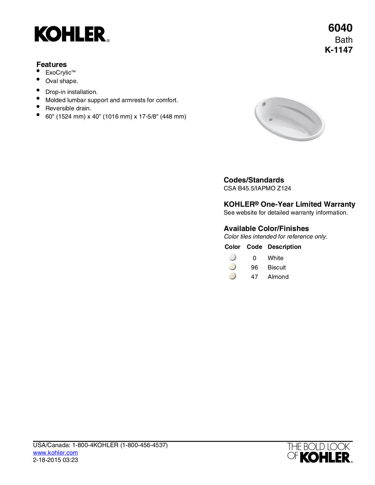 Kohler KOH1221 Specifications - ManualMachine.com