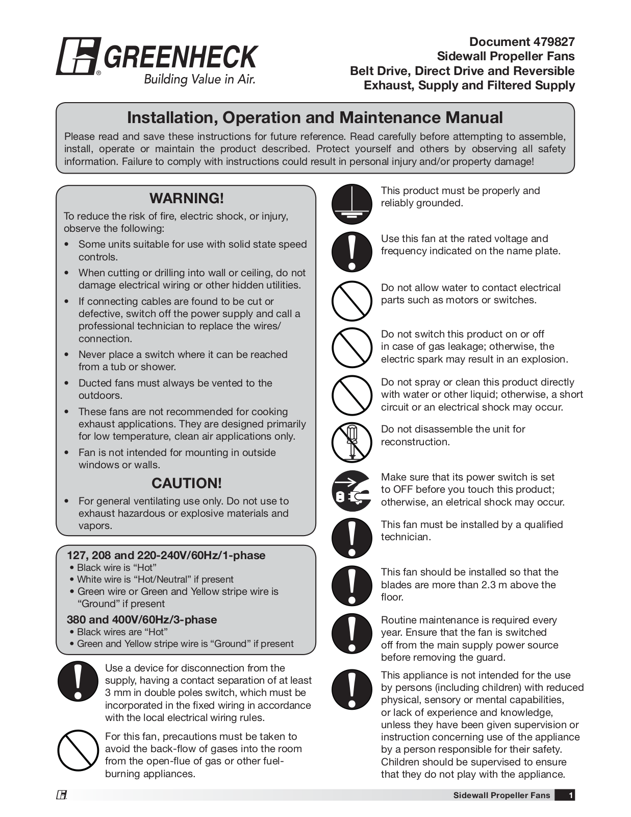 Greenheck SBCR Installation  Manual