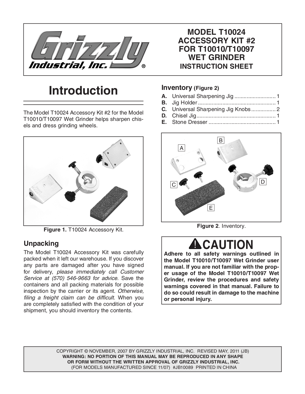 Grizzly T10024 User Manual