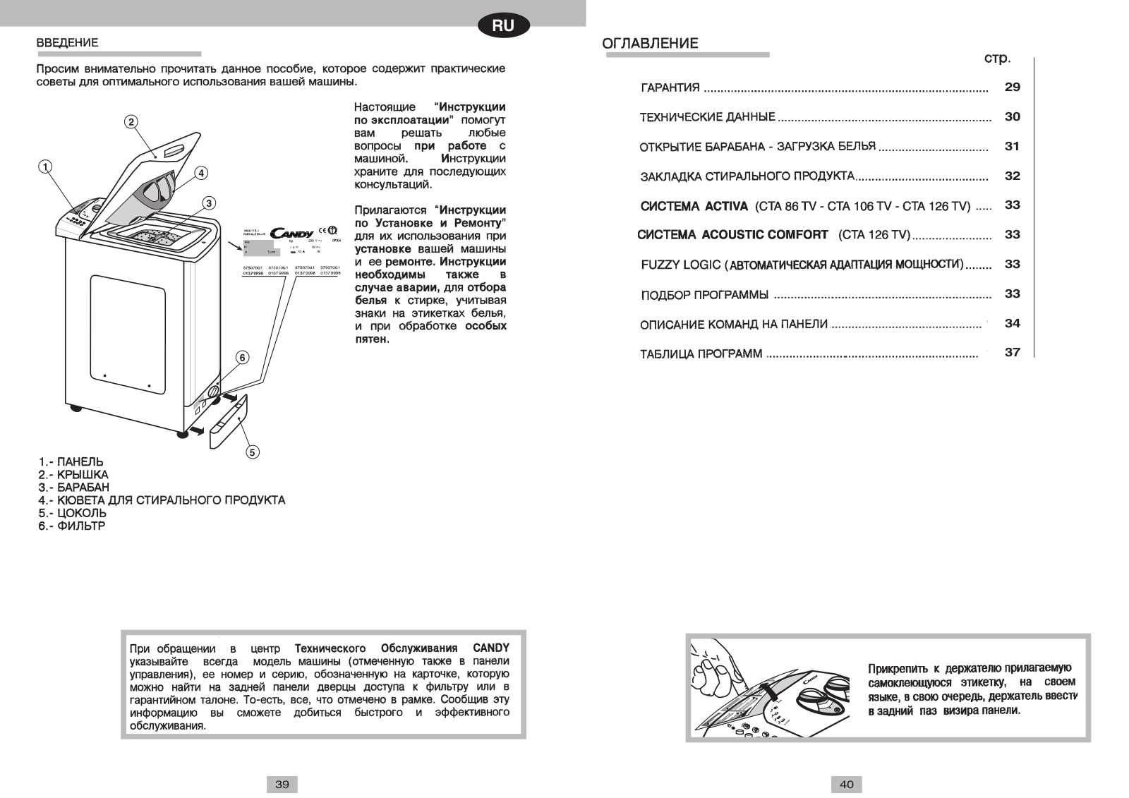 Candy CTA86 TV User Manual