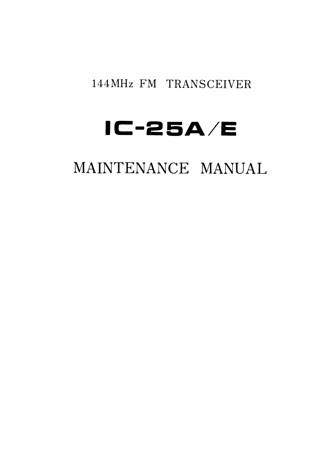 Icom IC-S5A, IC-S5E Service Manual