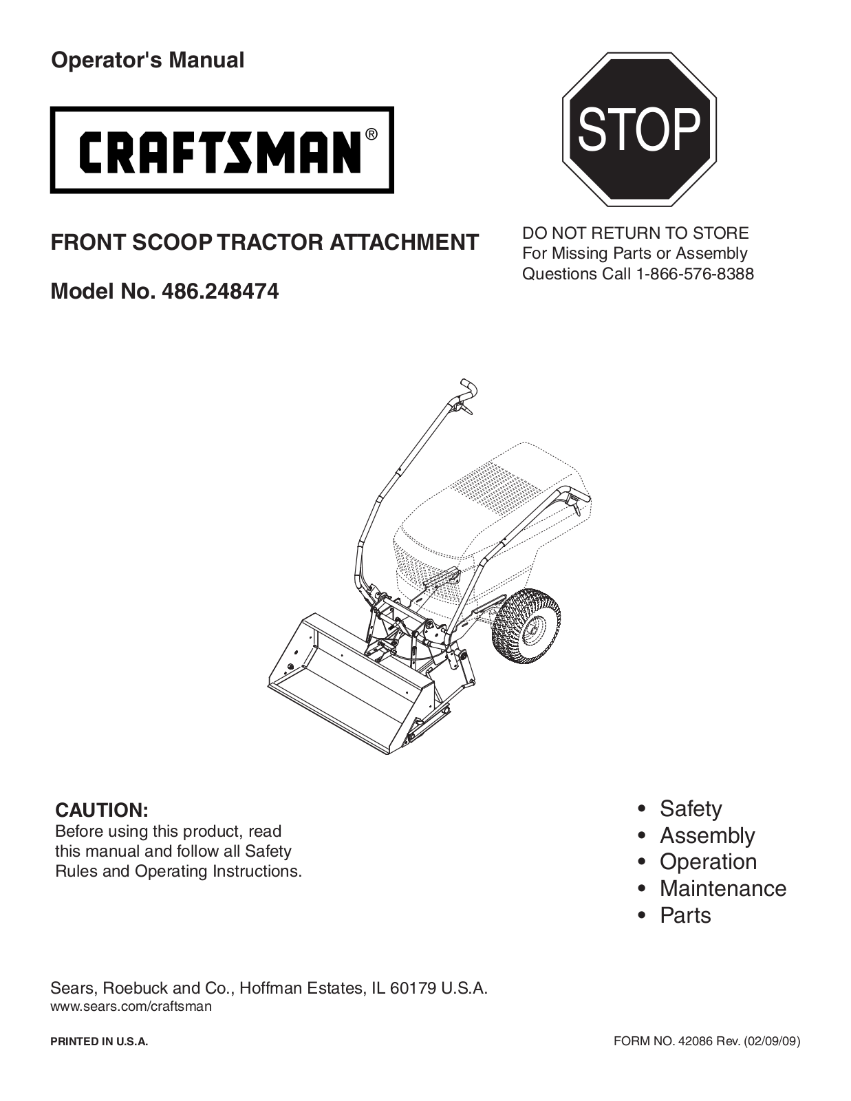 Craftsman 486.248474 User Manual