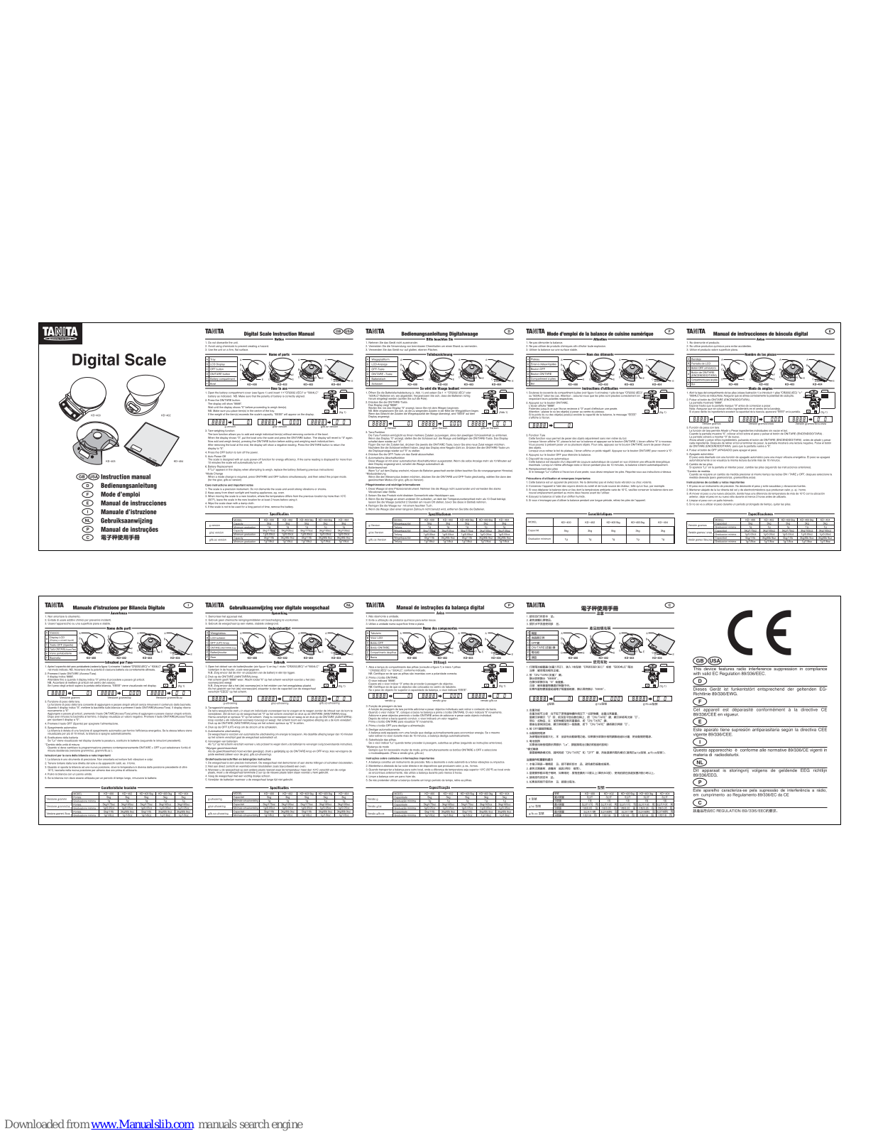 Tanita KD-403, KD-404, KD-402, KD-400 Instruction Manual