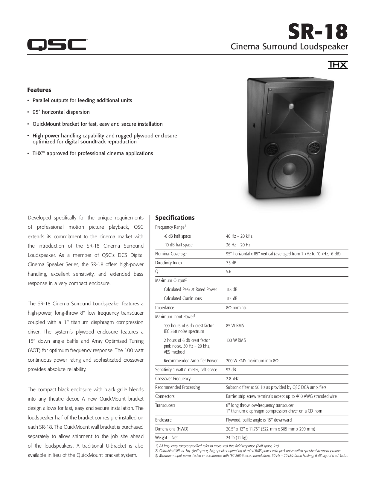 QSC Audio SR-18 User Manual