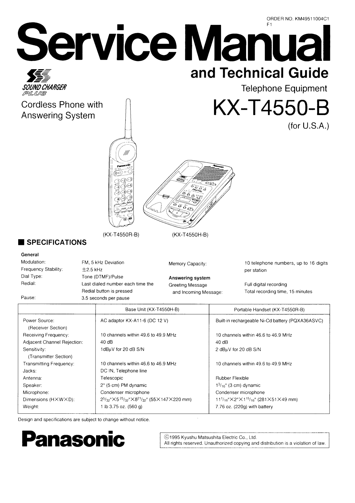 Panasonic KX T4550 B Service Manual