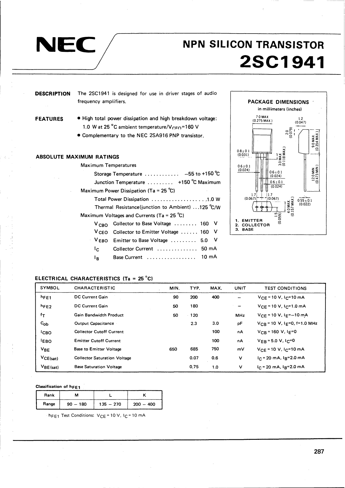 Datasheet 2SC1941 Specification - ManualMachine.com