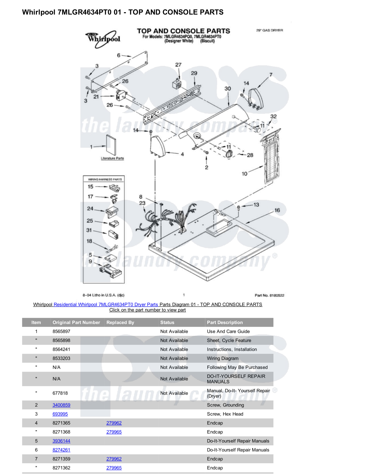 Whirlpool 7MLGR4634PT0 Parts Diagram