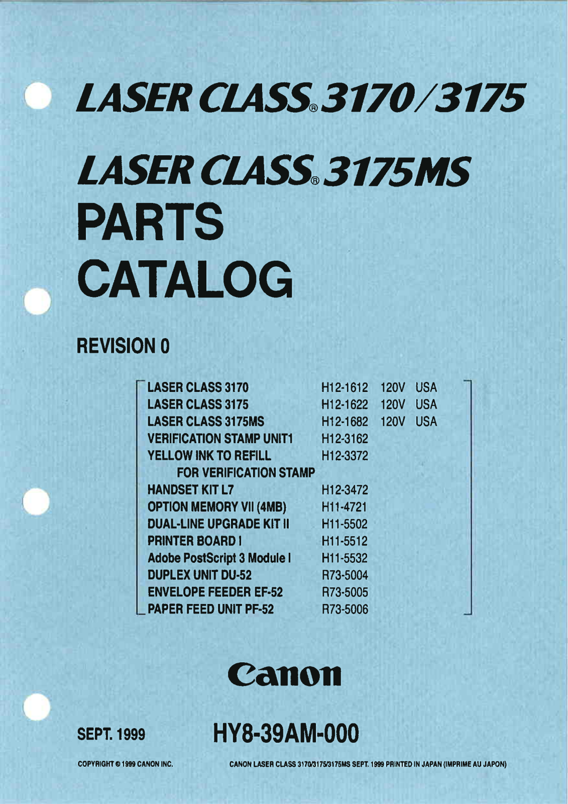 Canon 3175MS PARTS CATALOG