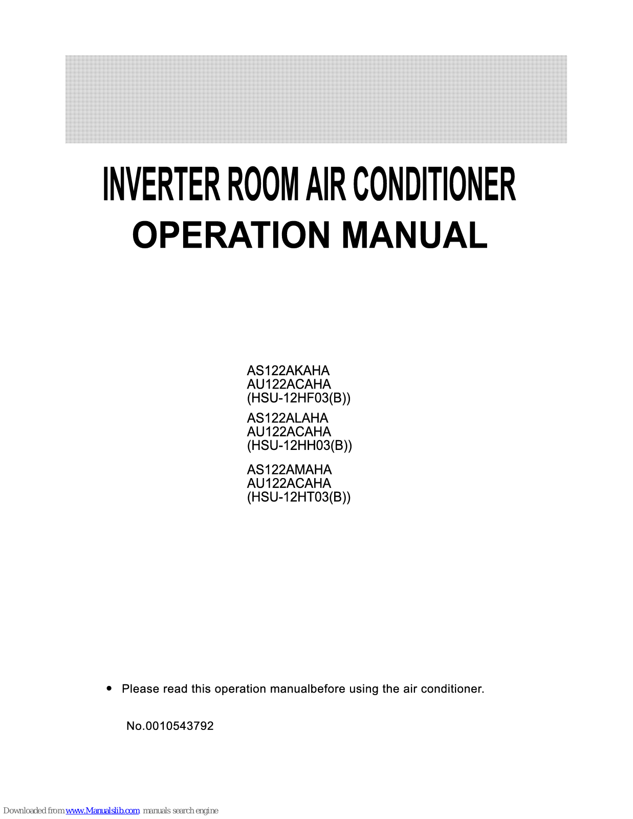 Haier HSU-12HT03, AS122ALAHA, AS122AMAHA, AU122ACAHA, HSU-12HF03 Operation Manual